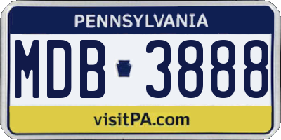 PA license plate MDB3888