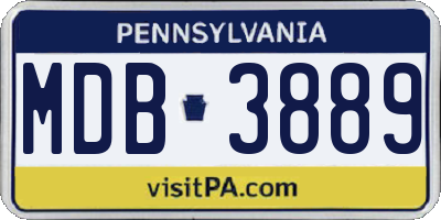 PA license plate MDB3889
