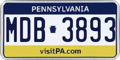 PA license plate MDB3893