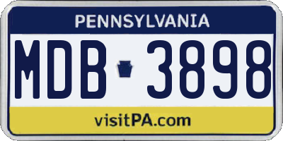 PA license plate MDB3898