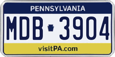 PA license plate MDB3904