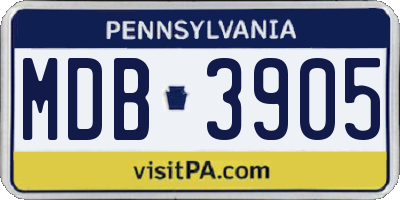 PA license plate MDB3905