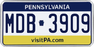 PA license plate MDB3909