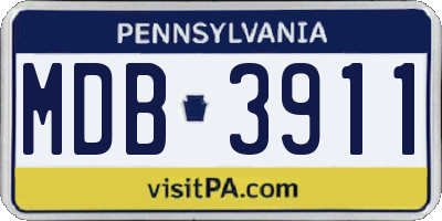 PA license plate MDB3911