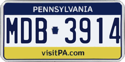 PA license plate MDB3914