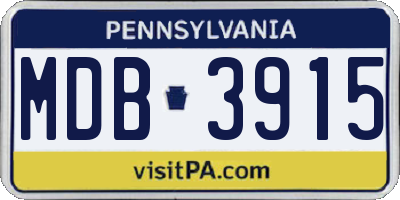 PA license plate MDB3915