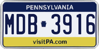 PA license plate MDB3916