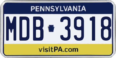 PA license plate MDB3918