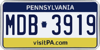 PA license plate MDB3919