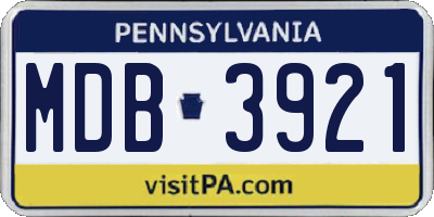 PA license plate MDB3921