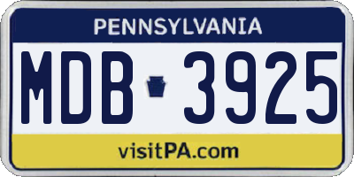 PA license plate MDB3925