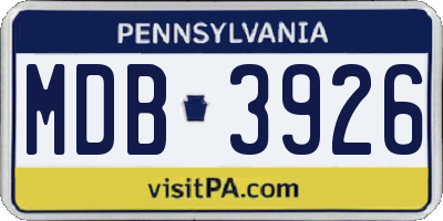 PA license plate MDB3926