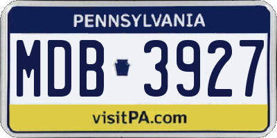 PA license plate MDB3927