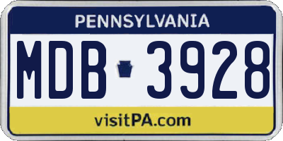 PA license plate MDB3928