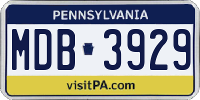 PA license plate MDB3929