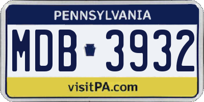 PA license plate MDB3932
