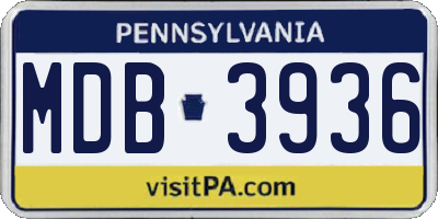 PA license plate MDB3936