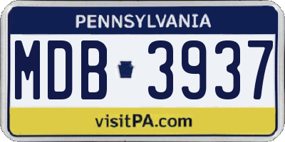 PA license plate MDB3937