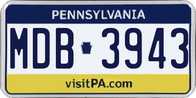 PA license plate MDB3943