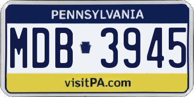 PA license plate MDB3945