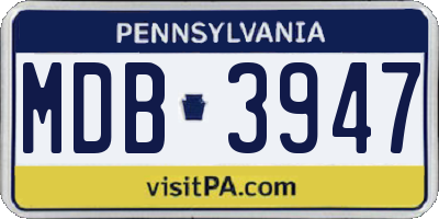 PA license plate MDB3947