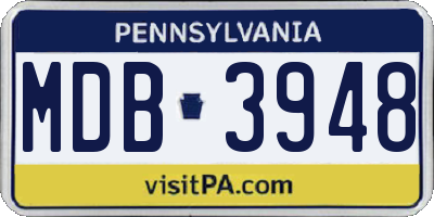 PA license plate MDB3948