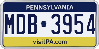 PA license plate MDB3954