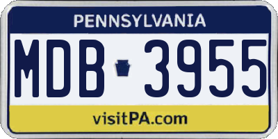 PA license plate MDB3955