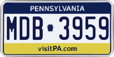 PA license plate MDB3959