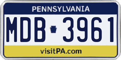 PA license plate MDB3961