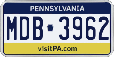 PA license plate MDB3962