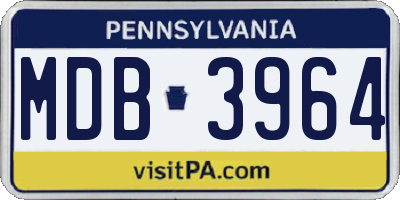 PA license plate MDB3964