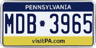 PA license plate MDB3965