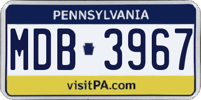 PA license plate MDB3967