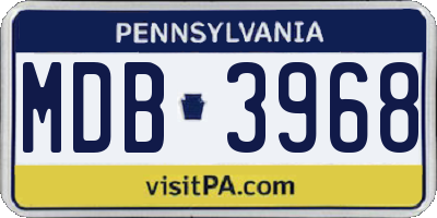 PA license plate MDB3968