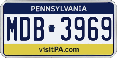 PA license plate MDB3969