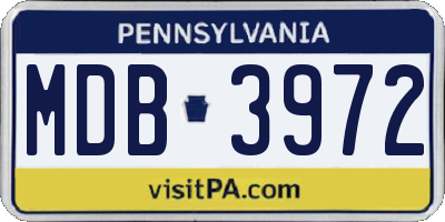 PA license plate MDB3972