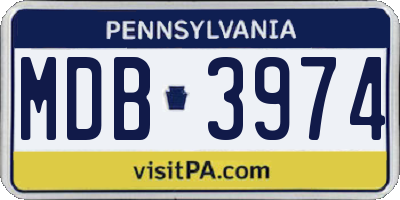 PA license plate MDB3974