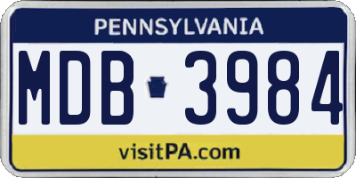 PA license plate MDB3984