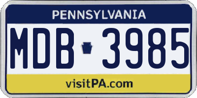 PA license plate MDB3985