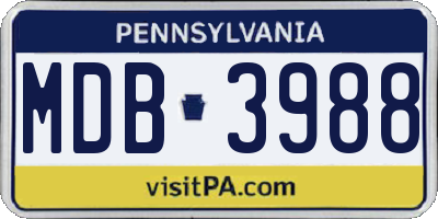 PA license plate MDB3988