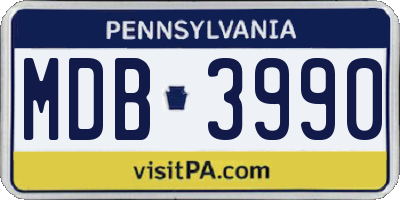 PA license plate MDB3990