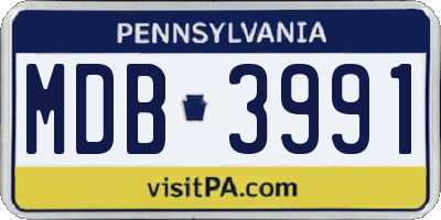 PA license plate MDB3991
