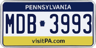 PA license plate MDB3993