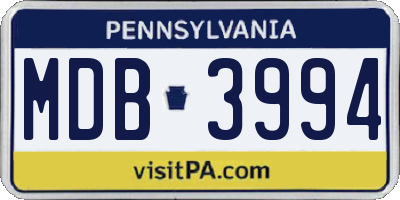 PA license plate MDB3994