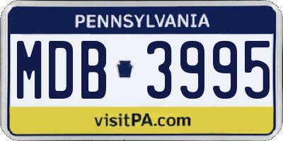 PA license plate MDB3995