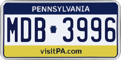 PA license plate MDB3996