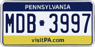 PA license plate MDB3997