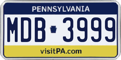 PA license plate MDB3999