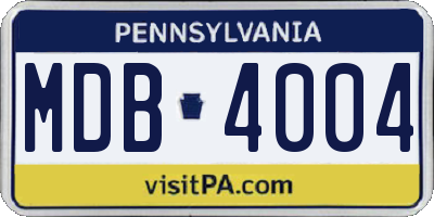 PA license plate MDB4004